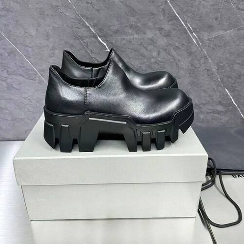 重工一脚蹬推土机增高8cm厚底德比鞋男松糕齿轮坦克鞋大头休闲鞋