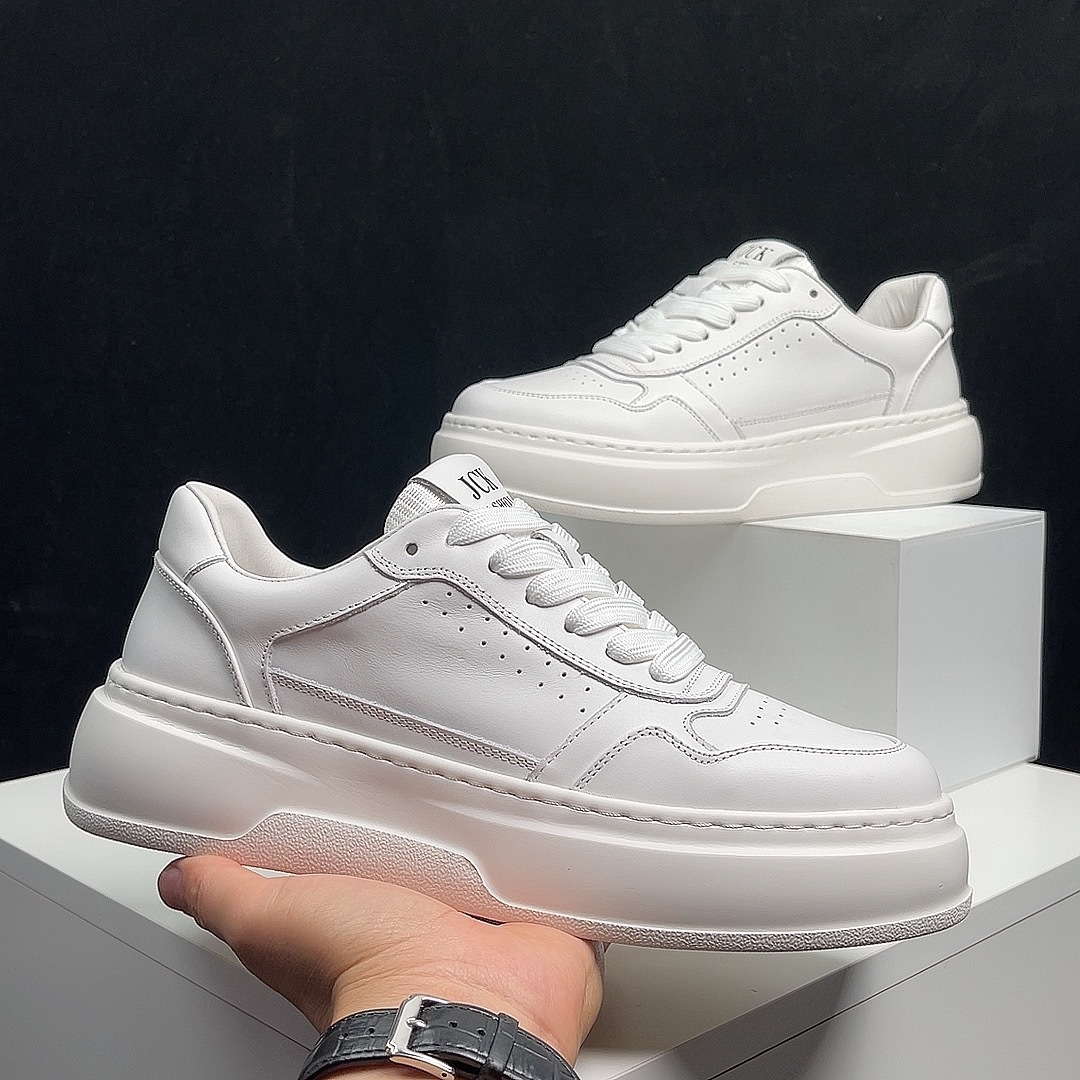 白色板鞋小白鞋真皮头层牛皮空军一号厚底运动风潮鞋百搭爆款鞋子