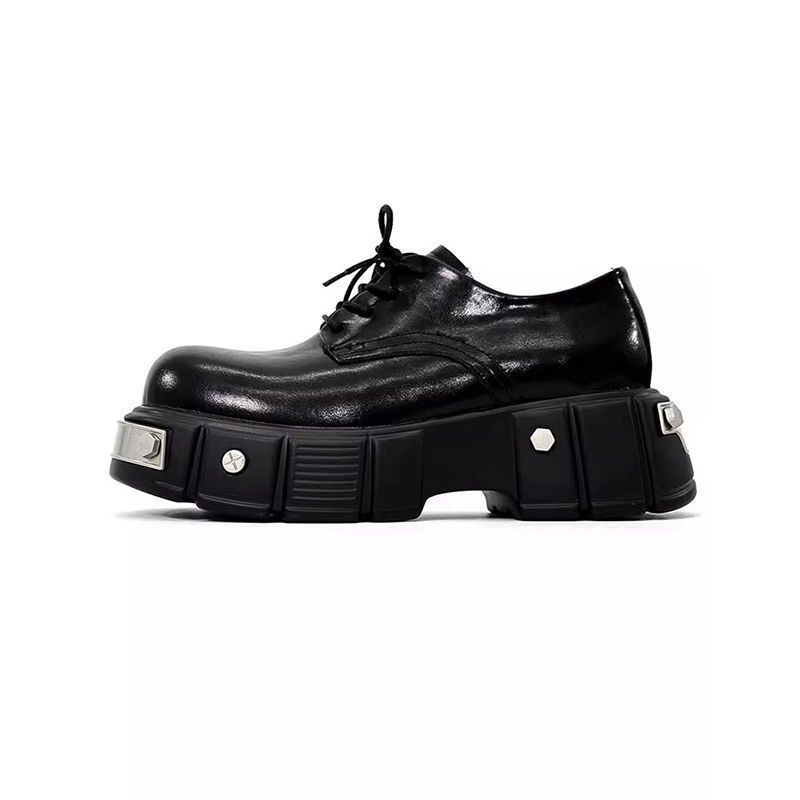 cleanfit圆头皮鞋小众英伦厚底大头鞋高级德比鞋男女同款增高7CM