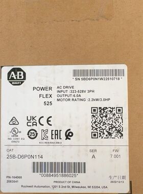 AB罗克韦尔25B-D6P0N114变频器 2.2Kw