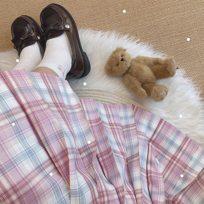 现货【亦桃】藤原屋原创jk格裙正版jk格裙金线jk粉格裙