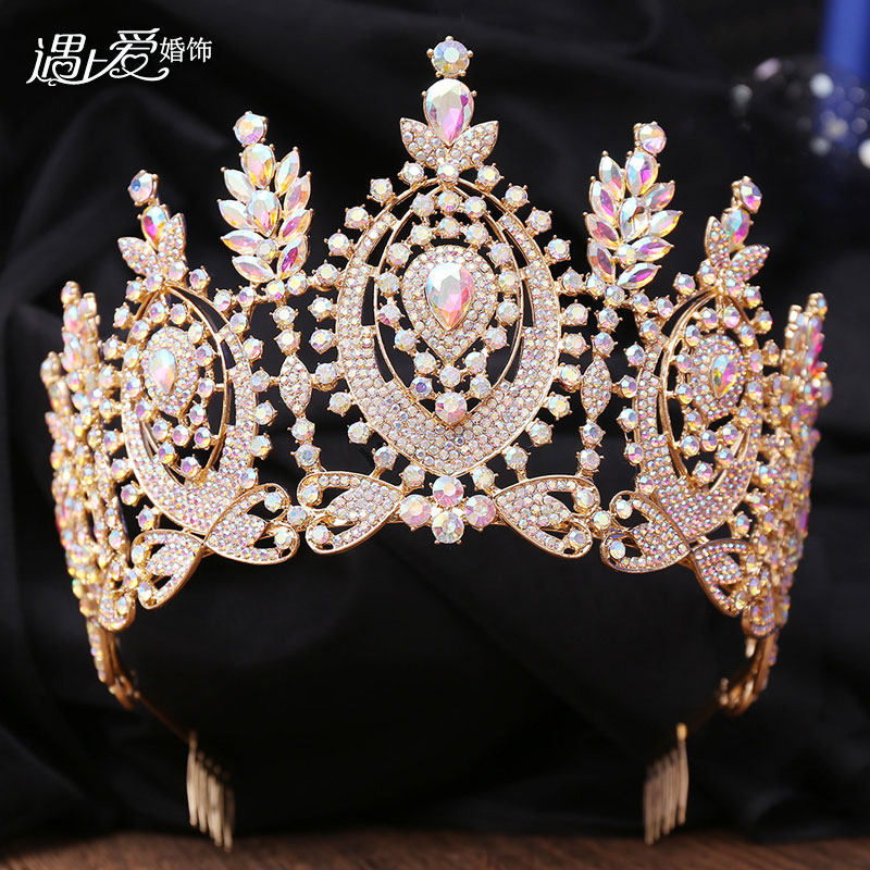 欧美新娘水钻头饰大王冠巴洛克选美走秀比赛奢华婚庆节日皇冠314