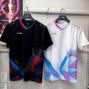 2024李宁羽毛球服大赛服男女款AAYU127/AAYU128透气速干运动短袖