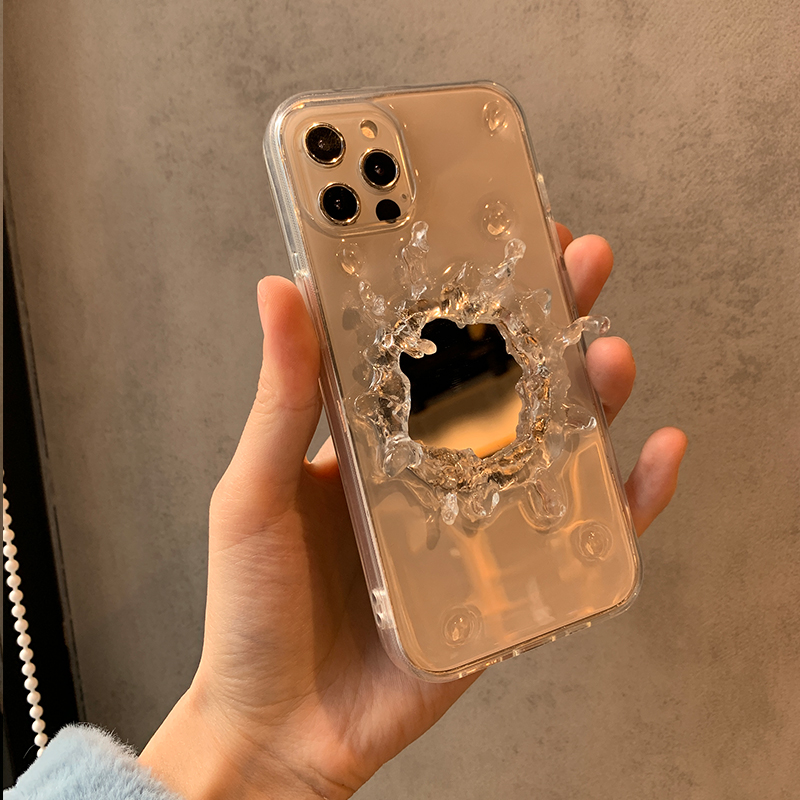 一只壳壳原创风生水起水花小镜子手机壳适用于iphone12苹果13华为