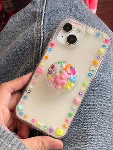 手工制作韩国金玟庭winter同款ELROY多巴胺童趣彩色透明手机壳