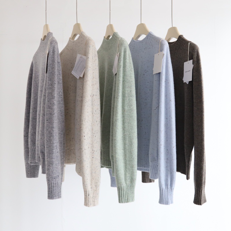 quan羊毛半高领彩色纱无缝一体机