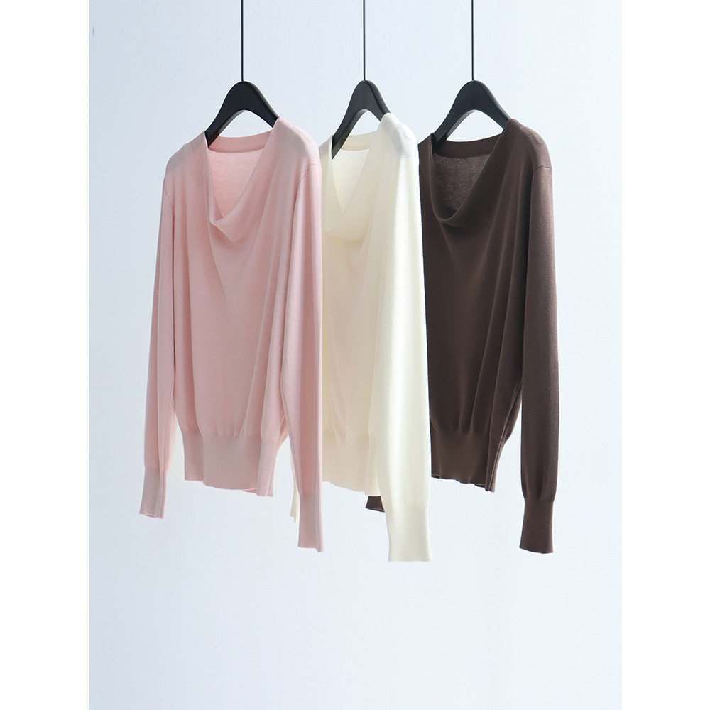 灵动小荡领法式天丝针织衫长袖春夏莱赛尔套头上衣优雅通勤罩衫女,女装/女士精品,毛针织衫,淘宝优惠券,粉丝福利购,淘宝优惠卷