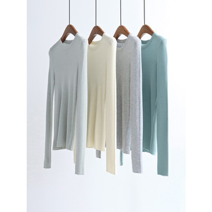 后背坎骨细支羊毛针织衫 打底百搭纯色毛衣套头上衣 圆领25秋冬长袖