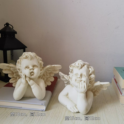 北欧复古做旧风少女雕塑小石膏像人物艺术美式天使桌面装饰品摆件