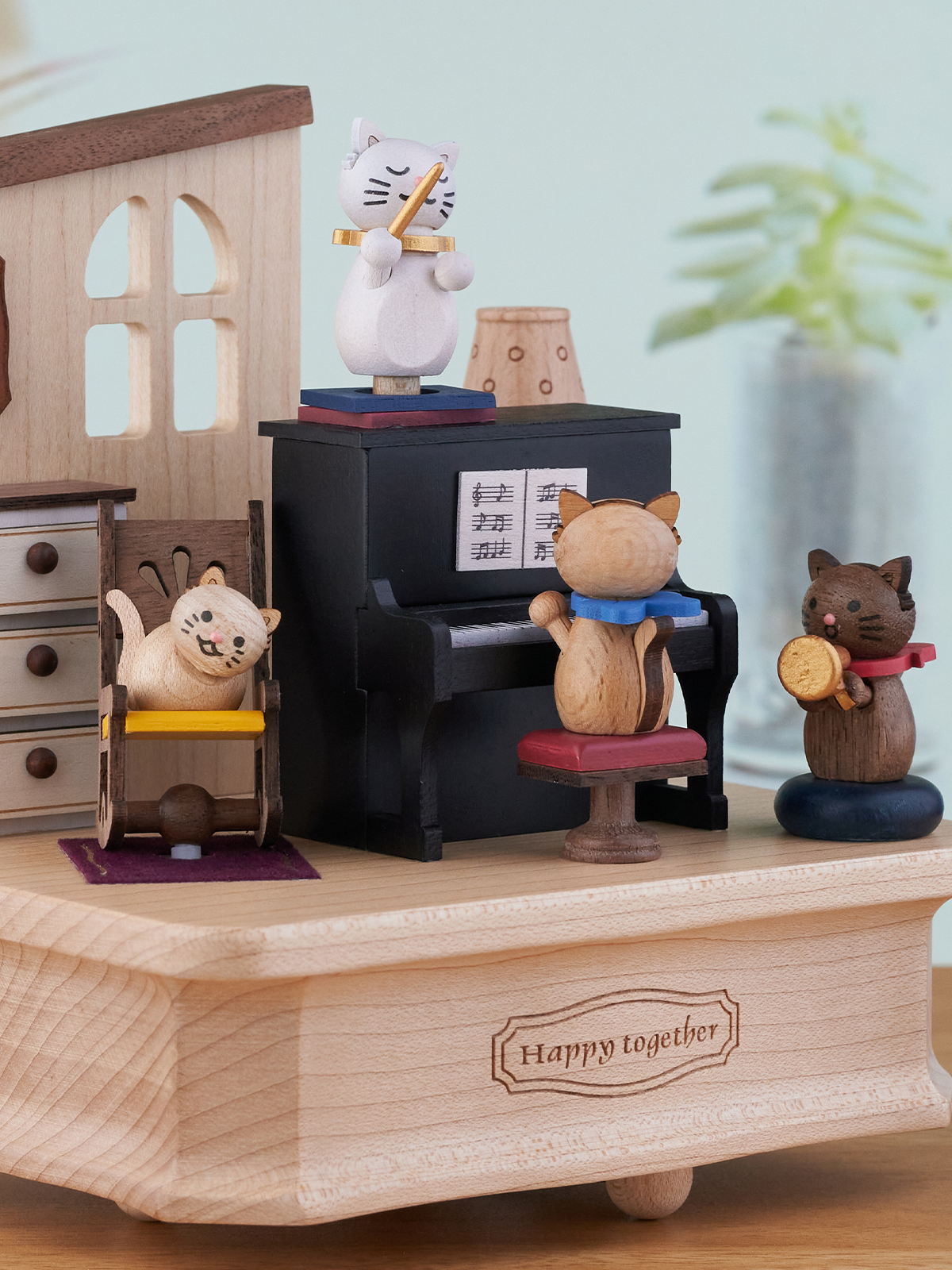 FOREST LIVE WOOD MUSIC BOX WOODEN MUSIC BOX CAT PIANO ORNAMENTS GIRLS GIRLS CHILDRENS BIRTHDAYS CHRISTMAS GIFTS