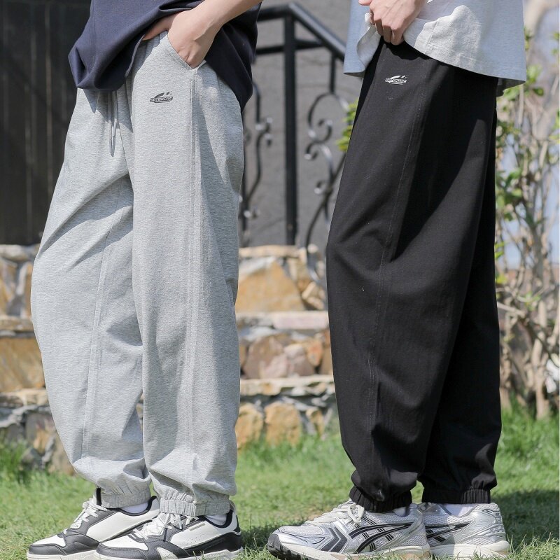 夏款2026男大童薄料针织运动裤束脚初高中学生宽松休闲卫裤薄长裤