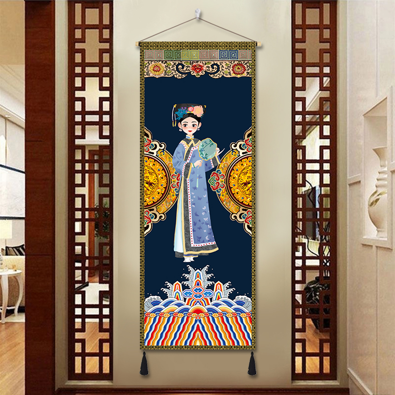 满族民族风特色挂画挂布餐厅酒店饭店背景墙装饰布画复古布艺壁画