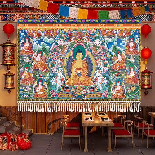 大尺寸佛缘唐卡挂毯壁毯加厚