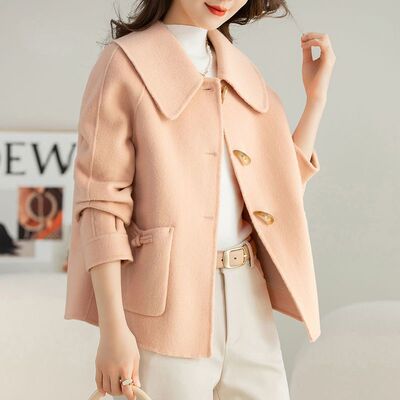 版宽松娃娃领显瘦毛呢外套