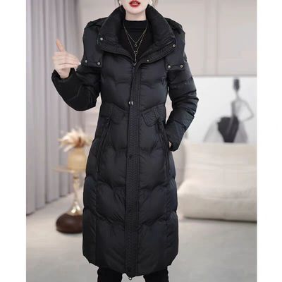 高端时尚中长款羽绒棉服女2025冬季新款女士过膝修身加厚保暖外套