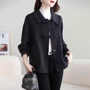双面羊毛大衣女小个子短款2025年春秋新款高端羊毛显瘦毛呢外套女