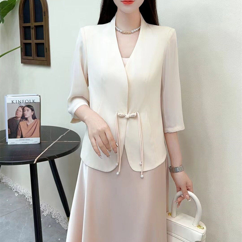 国风盘扣缎面拼接冰麻中袖薄款外套披肩防晒衣百搭一粒扣修身西装,女装/女士精品,西装,淘宝优惠券,粉丝福利购,淘宝优惠卷