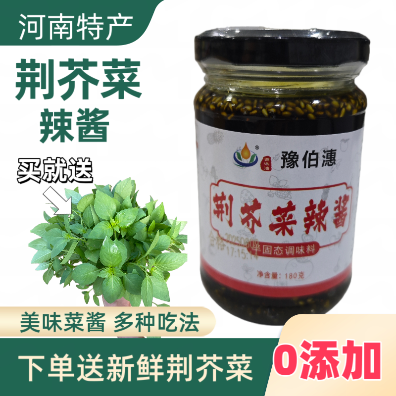 荆芥菜辣酱河南特产荆芥菜酱拌面酱夹馍酱下饭菜凉拌菜调味酱瓶装