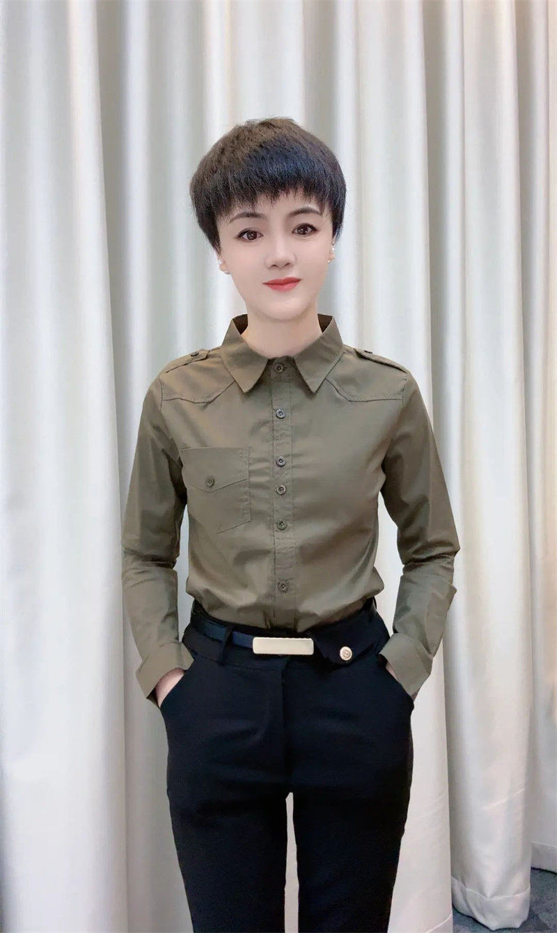 欧洲站春秋新品糖果色微弹舒适透气棉质衬衫女洋气原创设计衬衣潮