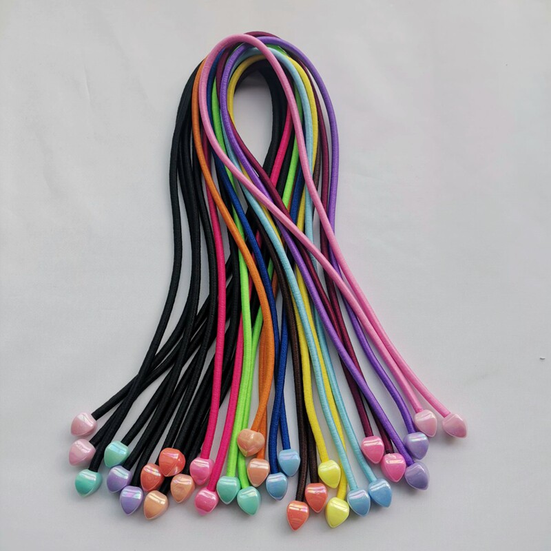 10根黑色彩色锥形珠成人扎头发长发绳弹性扎马尾发饰