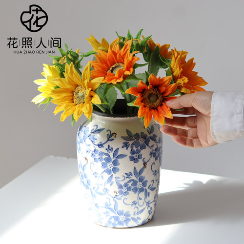 高品质手感向日葵pu束摄影仿真花