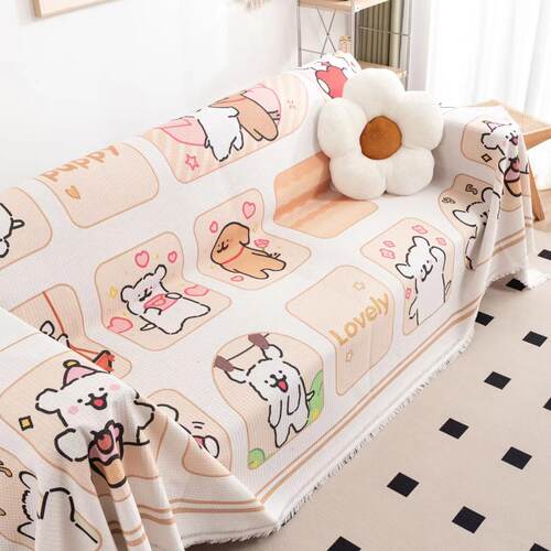 可爱卡通沙发盖布全包沙发垫套罩一片全盖防滑防尘四季通用盖巾