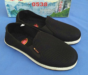夏季布鞋男0538黑色布鞋板鞋网面布鞋千层底网鞋透气3520布鞋