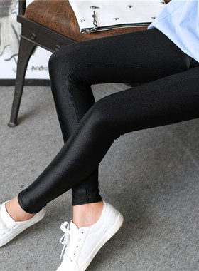 75-230斤350克加绒加厚大码高腰光泽裤踩脚女加肥加大显瘦打底