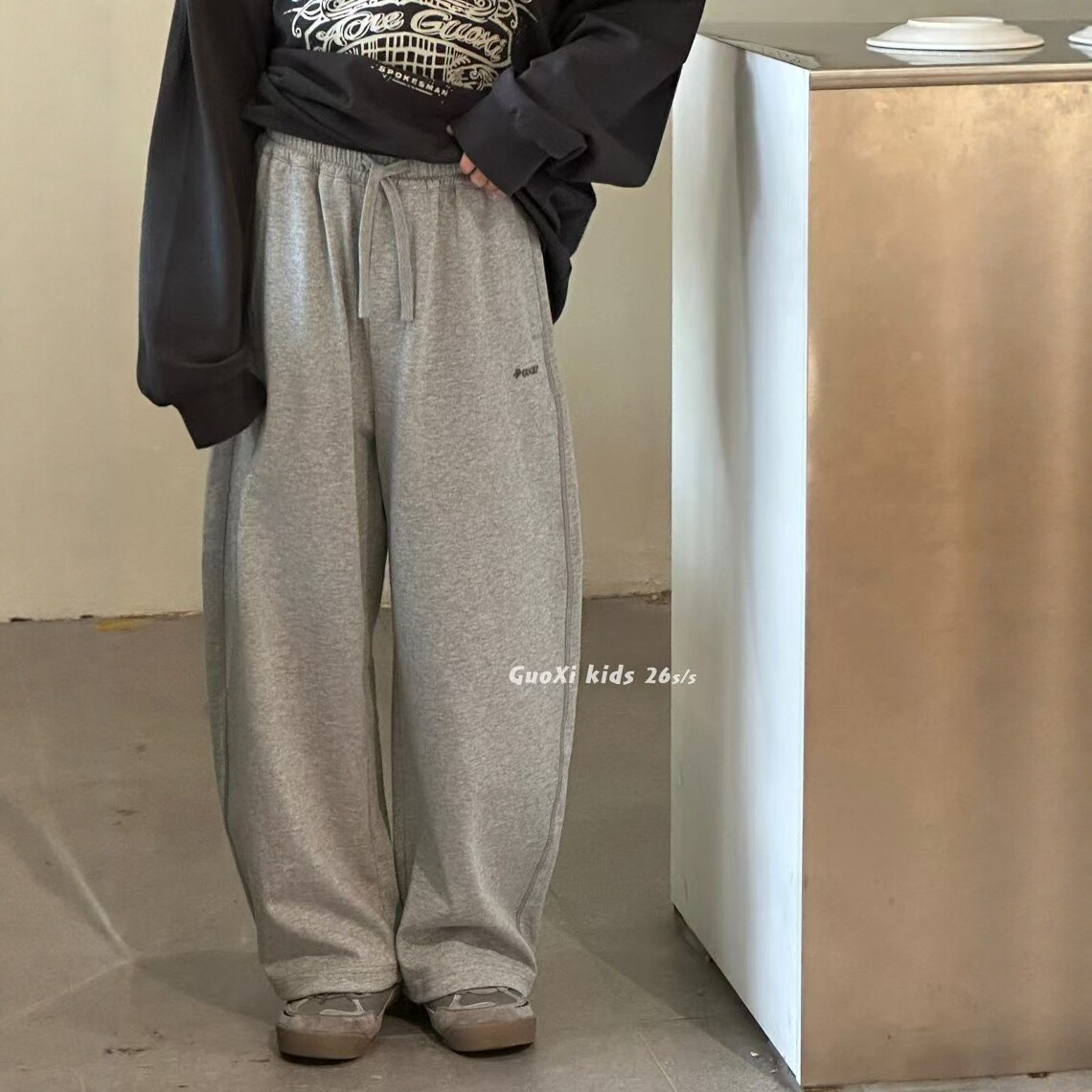 GUOXI果皙2026春夏新款儿童薄款运动裤男女童休闲宽松阔腿直筒裤
