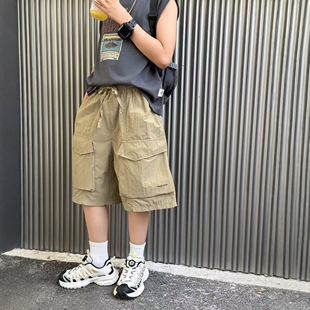 波拉2026男童工装速干短裤夏季薄款中大童宽松五分裤儿童休闲裤