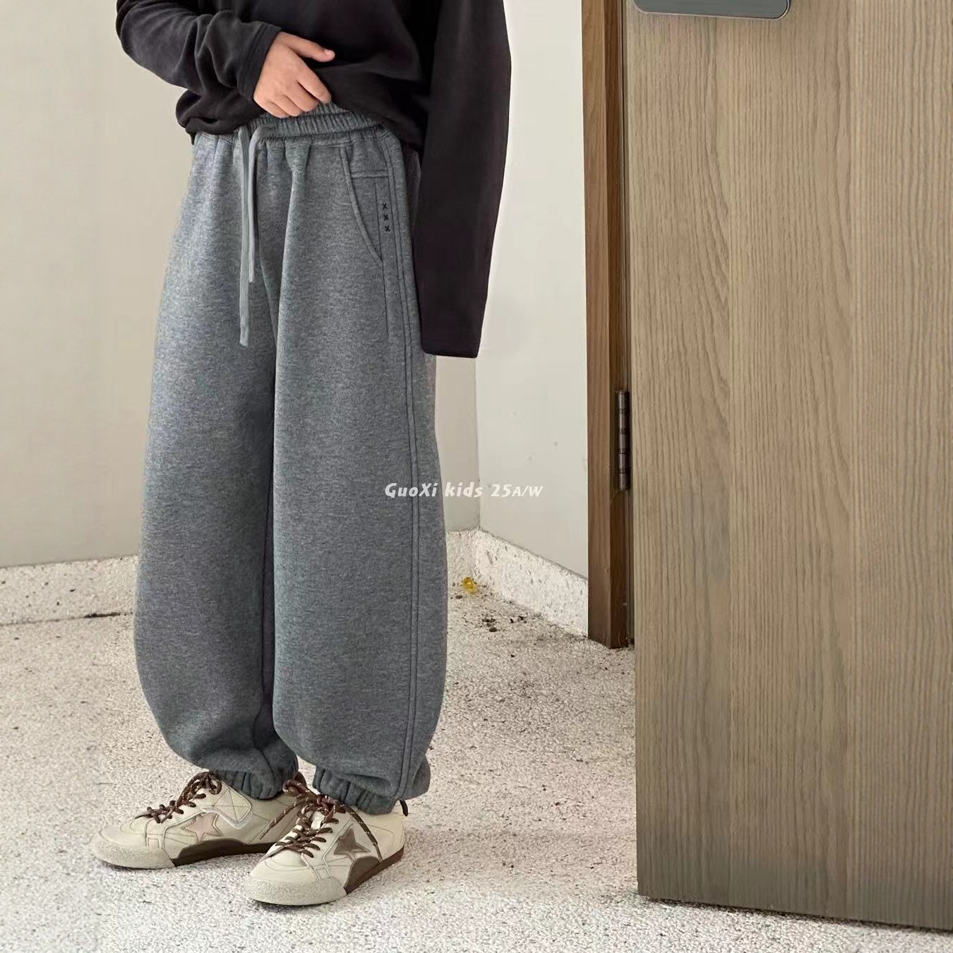 果皙男童冬款束脚裤一体绒