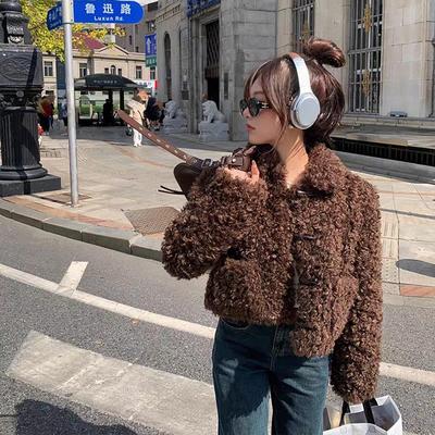 章若楠李晓悦同款仿皮草外套