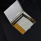 Импортный металлический японский оригинальный портсигар, из натуральной кожи