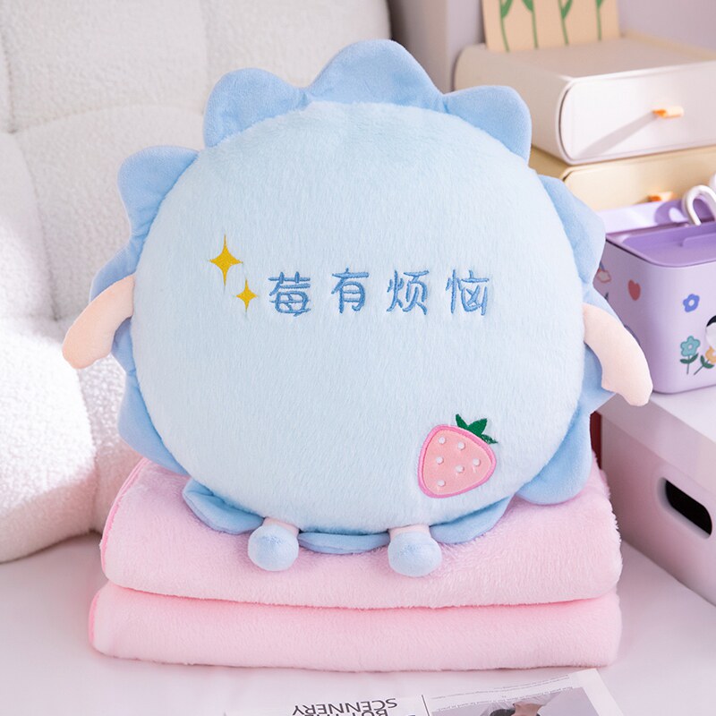 可爱水果抱枕被子两用大吉大利午睡毯子二合一枕头圆形靠枕办公室