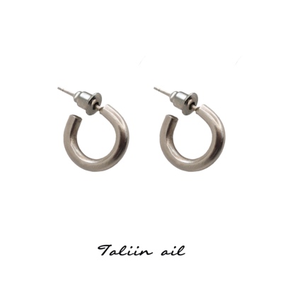 Taliin ail塔林艾力｜手工制作纯银999素圈耳钉实心简约百搭日常