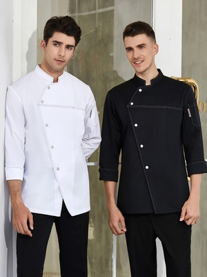 酒店厨师服长袖加厚秋冬高端餐饮厨师工作服男高级饭店后厨中国风