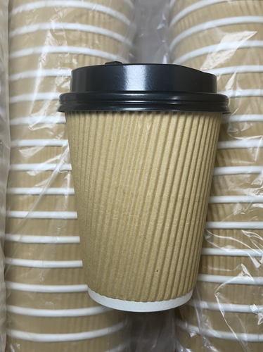 黄色250ML经典瓦楞纸杯品质好货防烫加厚8A带盖一次性奶茶咖啡