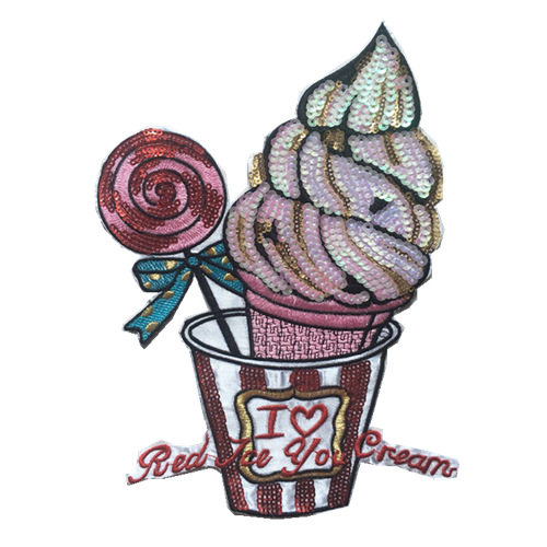 韩版棒棒糖冰淇淋珠片章服饰搭配绣品diy亮片服装布贴装饰标仔