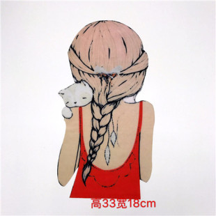 时尚美女卡通图案烫画布贴热转印贴字母大号diy衣服卫衣补丁装饰