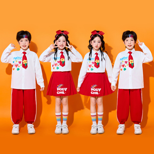 儿童演出服小学生运动会班服爱心拉拉操表演服合唱服幼儿园啦啦队