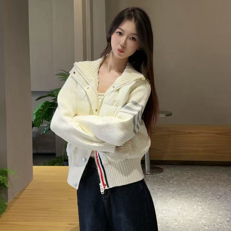 tb秋冬款保暖羽绒服女针织显瘦小个子短款2026立领白鸭绒潮流外套