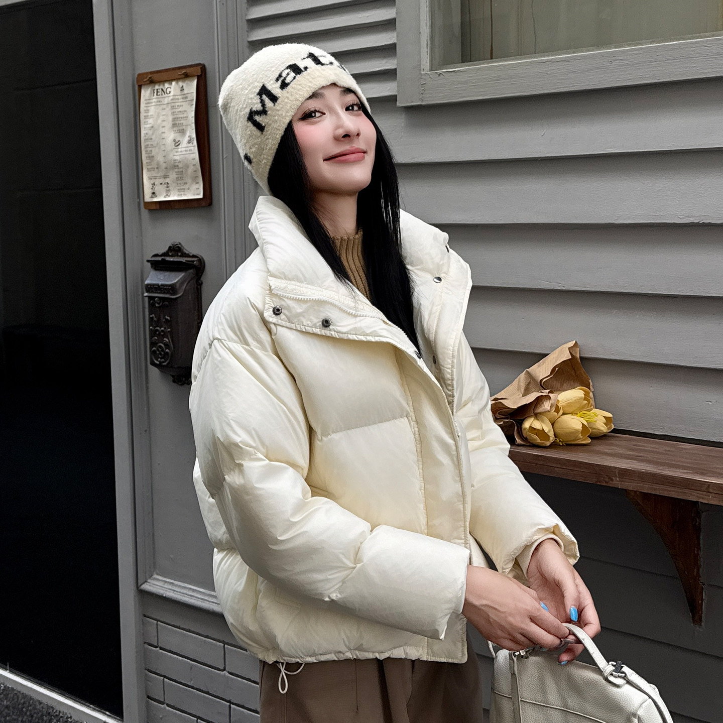 小个子羽绒服女95白鸭绒面包服