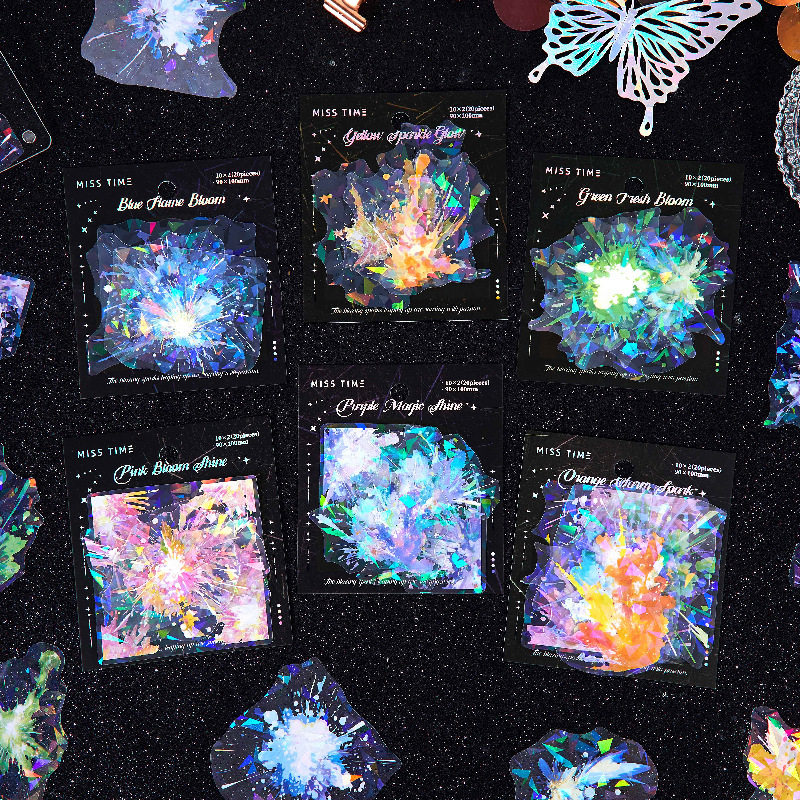 烟花烟火花火白贝母闪膜贴纸