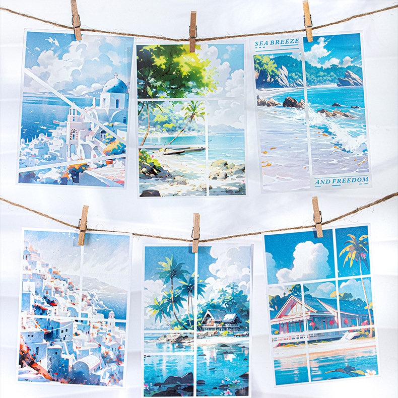 时光镜像PET和纸贴纸漫画分镜拼图风景城市旅行造景拼贴DIY装饰