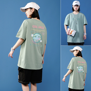 2021夏季短袖t恤男日系情侣上衣半袖宽松潮牌ins港风衣服体恤,2018年衣服搭配讲座图片