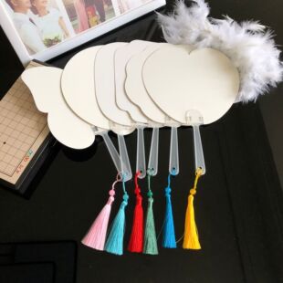涂鸦空白扇子绘画扇手工diy材料包手绘白色纸扇幼儿园礼物团扇