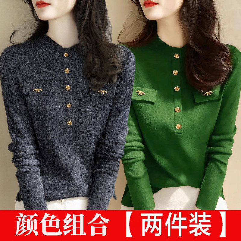 秋冬女长袖小众高级感t恤修身显瘦打底衫德绒保暖上衣洋气可外穿
