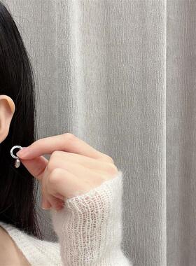 韩国同款高级感粉色双面爱心耳环项链轻奢小众甜美百搭耳饰锁骨链