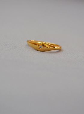 韩版时尚精致个性气质北极星小巧戒指食指戒气质百搭女