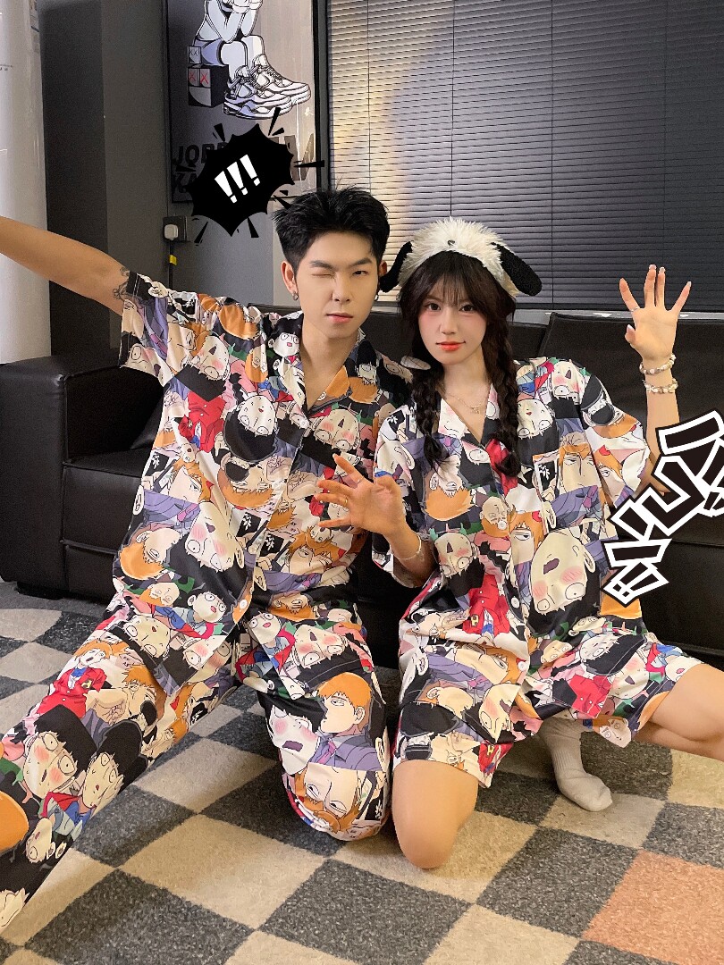 小酒窝睡衣女夏季短袖纯棉三件套装恶灵能百分百ekb长袖家居服秋